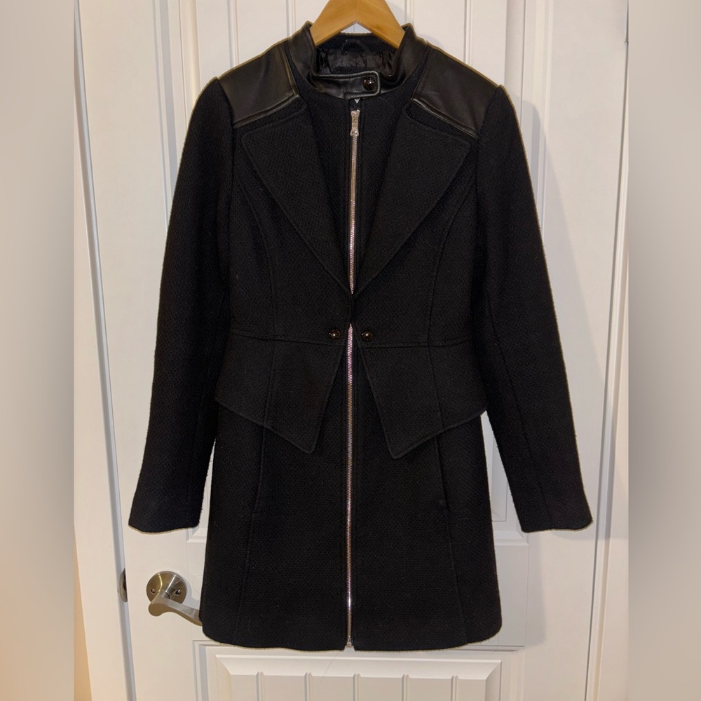 Guess Wool-blend w/ Faux Leather Coat